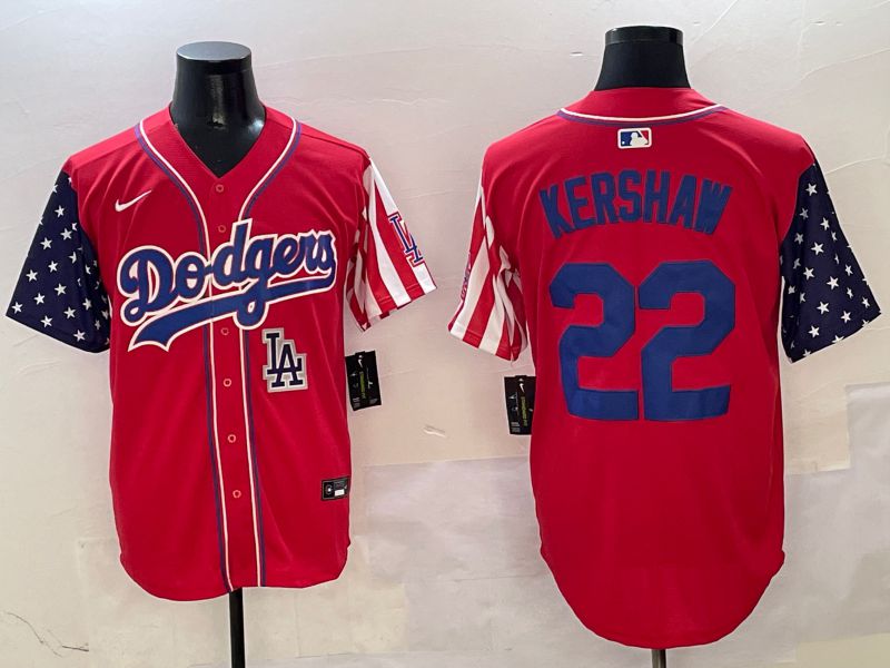 Men Los Angeles Dodgers #22 Kershaw Red a generation of national flags Joint name 2025 Nike MLB Jersey style 11->los angeles dodgers->MLB Jersey